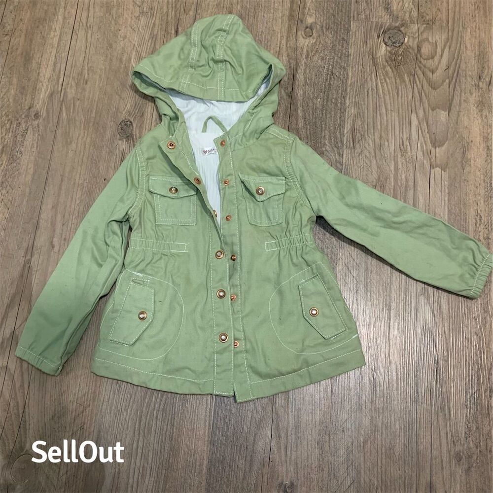 Tahari Kids 3T Green Hooded Utility Jacket with Pockets for Fall
